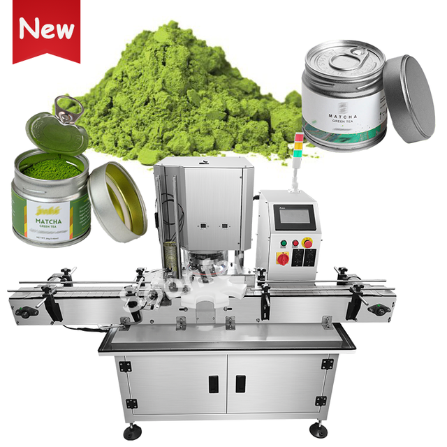 High Speed Fully Automatic Round Opening Matcha Powder Tin Sealing Machine Metal Can Sealing Machine