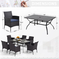 Ensemble de meubles de jardin en rotin PE et alliage d'aluminium, table et chaises de salle à manger imperméables et résistantes au soleil pour dîner en famille ou barbecue