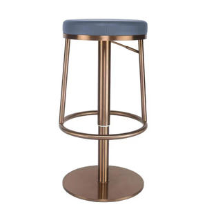 Restaurants and hotels feature modern rose gold stainless steel bar <b>stools</b> with swivel bases and <b>height</b>-<b>adjustable</b> ottoman legs - Product Image 3