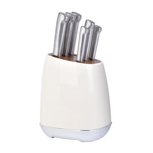 Juego de cuchillos de chef de acero inoxidable de 7 piezas de diseño moderno hecho a mano desechable con estante de almacenamiento de corte para cocinar logotipo láser - Product Image 6