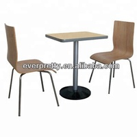 Mobilier de cantine moderne ergonomique Mobilier de campus scolaire Cadre en bois inoxydable en verre Déjeuner Table à manger et chaises