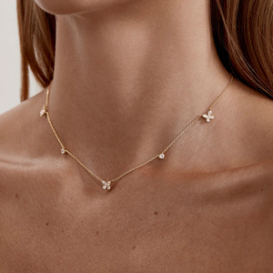 Collar Gargantilla <span class=keywords><strong>de</strong></span> Mariposa con Circonita Cúbica <span class=keywords><strong>y</strong></span> <span class=keywords><strong>Oro</strong></span> <span class=keywords><strong>de</strong></span> 18k, Antideslustre, Diseño Personalizado <span class=keywords><strong>de</strong></span> Fabricante, Alta Calidad - Product Image 2