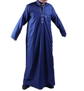 Jubah kostum Muslim Arab lengan panjang untuk pria t-shirt Thobe