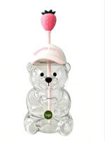 Nouvelle Tasse à Café en Verre Thème Ourson Teddy 20 oz avec Couvercle et Paille, Boîte Cadeau, Logo Personnalisé, Nouveauté 2026