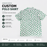 Polo personnalisé imprimé sur toute la surface, respirant, motif cactus, pour homme, pour le golf, vêtements décontractés