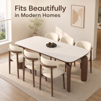 Ensemble de table à manger moderne minimaliste avec pieds en bois massif, 6 chaises, plateau en pierre frittée, meubles de cuisine rectangulaires, vente chaude
