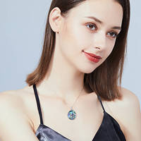 Nouveau Design 925 Sterling Silver Mignon Animal Ormeau Shell Hibou Ovale Pendentif Collier