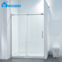 Cabine de douche en verre sans cadre en acier inoxydable Écran de douche coulissant simple moderne de plain-pied vente en gros