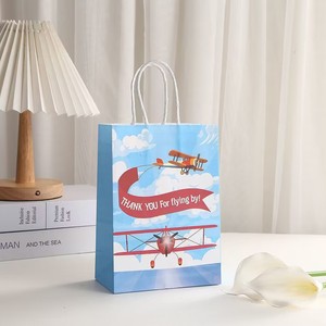 Sacs cadeaux en forme d'avion, sacs à friandises en papier bleus en forme d'avion avec poignées pour décorations <span class=keywords><strong>de</strong></span> fête d'anniversaire - Product Image 6