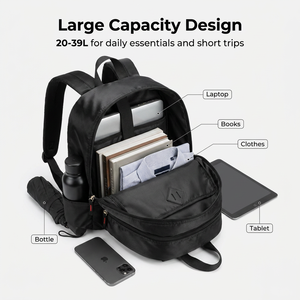 Minimalist Japanese Style Plain Large Capacity <strong>Waterproof</strong> Satin Fashionable Stylish <strong>Women</strong> Men University Simple Casual <strong>Backpack</strong> - Product Image 4