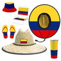 JAKIJAYI Sombrero de Paja de Playa con la Bandera de Ecuador y Colombia, Varios Colores, para Hombre y Mujer, Venta al Por Mayor