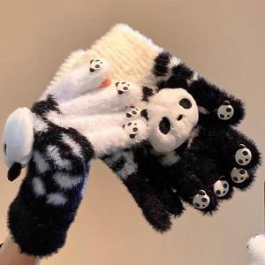 Gants en <span class=keywords><strong>mohair</strong></span> tricotés pour femme, avec logo personnalisé, motif panda mignon, compatibles écran tactile, pour l'hiver – Fabrication depuis 16 ans - Product Image 6
