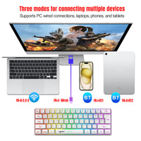 Clavier de jeu mécanique G-Lab Keyz Titanium Black 65% RGB |   Clavier AZERTY FR filaire USB-A avec interrupteurs rouges, RGB 100% personnalisable
