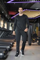 Baju keringat pria lengan panjang kompresi Tank Top poliester + perak antistatis penurunan berat badan pembentuk tubuh Sauna kemeja AOFIT ALYY