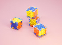 Kotak Puzzle 3D Bahan Bambu/EVA Kubus Labirin Bulat Mini Mainan Edukasi Bola Labirin Ajaib untuk Anak-anak