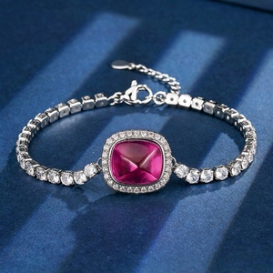Wholesale Fashion Jewelry Eco-friendly <b>Copper</b> 10*12mm Multi-Color Sugar Loaf Zircon <b>Bracelet</b> for Trendy Statement Style - Product Image 5