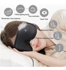 An3d 3D siyah uyku özel göz maskesi buz ipek bellek köpük göz maskesi seyahat uyku göz maskesi ile ayarlanabilir kayış - Product Image 3