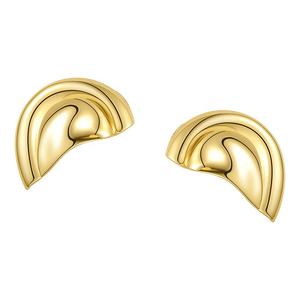 Pendientes de Media Argolla de Latón Ecológico Chapados en Oro de 18K de Alta Calidad y Moda E201200 - Product Image 1