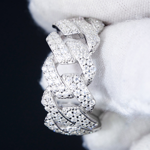 Men's Geometric Design VVS Iced Mossanite Fine Jewelry Size 5-11 Sterling <b>925</b> <b>Silver</b> Rhodium Plated Hip Hop Cuban <b>Ring</b> Party - Product Image 2