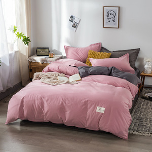 Juego de ropa de <span class=keywords><strong>cama</strong></span> de algodón para primavera y verano, juego de <span class=keywords><strong>colcha</strong></span> de Color sólido, 100% algodón - Product Image 3