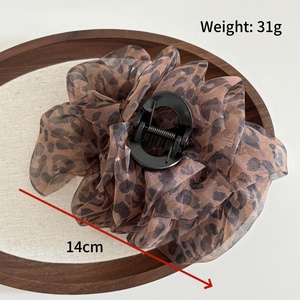 Pinza de Pelo Grande con Diseño Retro de Leopardo y Malla para Mujer, Uso Diario - Product Image 3