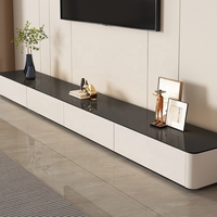 Ensemble meuble TV et table basse moderne et minimaliste noir et blanc brillant avec rangement pour salon