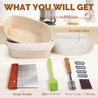 Lot de 12 paniers de fermentation en rotin pour pain au levain, kit de cuisson artisanal en rotin naturel avec coupe-pâte