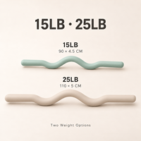 Barre ondulée lestée en silicone avec noyau en fonte de 15 lb et 25 lb, barre incurvée pour la musculation à domicile, le Pilates et l'entraînement de force