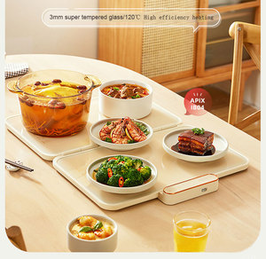 <span class=keywords><strong>Plaque</strong></span> chauffante électrique extra large pour réchauffer les aliments Plateau chauffant rapide en verre compact 400W <span class=keywords><strong>Plaque</strong></span> chauffante pliable - Product Image 3