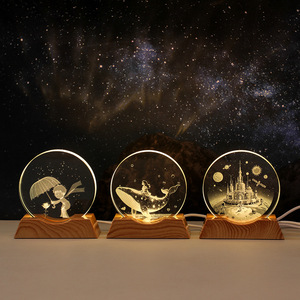 Lámpara Nocturna de Astronauta con Cielo Estrellado, Cristal Grabado en 3D, Plástico Iluminado, Adorno con Forma de Planeta, Regalo Creativo de Cumpleaños - Product Image 2