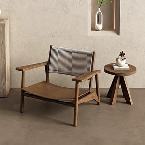 Fauteuil d'extérieur <span class=keywords><strong>en</strong></span> <span class=keywords><strong>bois</strong></span> massif de luxe léger, style Wabi-Sabi, pour balcon, avec <span class=keywords><strong>table</strong></span> <span class=keywords><strong>basse</strong></span> combinée, chaise de loisirs d'angle pour gîte - Product Image 3
