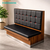 Asientos de Cuero Sintético Negro con Mechones para Restaurante, con Base de Madera, Juego de Muebles de Comedor Comerciales