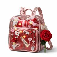 Sac à dos transparent personnalisé pour la Saint-Valentin, sac Ita Kawaii transparent, accessoire romantique pour la Saint-Valentin pour les filles et les femmes