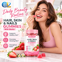 Gummies à la biotine OEM/ODM pour les cheveux, la peau et les ongles, favorisent la santé des cheveux, l'éclat de la peau et la solidité des ongles, saveur fraise, logo personnalisé disponible