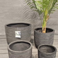 Set Pot Bunga Serat Tanah Liat Desain Klasik Modern, Tahan Air, Ringan, Lubang Drainase, Untuk Penggunaan Luar Ruangan & Dalam Ruangan, Paket Lantai Taman