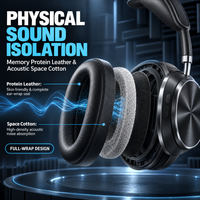 Headphone Nirkabel Custom Over Ear dengan Mikrofon Peredam Kebisingan Stereo Lipat dalam 4 Warna