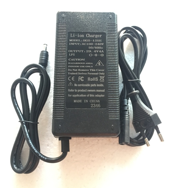Electric Scooter 24V 4A Battery Charger Adapter 7S 29.4V 4A Li-Ion Lithium Battery Charger