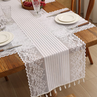 Chemin de table en dentelle pour fête, décoration de mariage, décoration de Noël, élégant chemin de table en dentelle et mousseline, chemins de table réutilisables en polyester