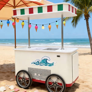 Carrito de Comida Móvil con Luces LED, Congelador de Helados, Kiosco de Calle para Exteriores - Product Image 2