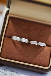 Xinfly AU750 18K Pure Gold <b>Couple</b> <b>Rings</b> Natural Diamond Classic Cut Invisible for Wedding Party Jewelry for Men Women - Product Image 4