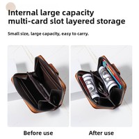 Dompet Multi-Kartu Pria Fashion Dompet Pendek Kulit Minyak Lilin PU Antik Dompet Koin Ritsleting Uniseks Dompet Pria Tempat Kartu Pria