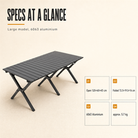 Table pliante en alliage d'aluminium pour camping en plein air, repas de camping, rassemblement en camping, table de camping sauvage