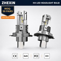 Ampoules de phares de voiture LED H4 6000K Blanc froid Super Lumineuses Plug and Play Taille Mini 1:1 Sans erreur pour Voitures et Motos