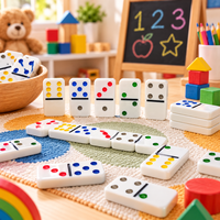 Dominos colorés personnalisés avec logo gravé en usine, jeux de dominos double six pour les jeux de table en famille