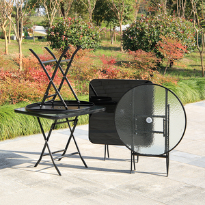Factory Direct Sale Diameter 60cm Water Ripple <b>Folded</b> Square Wave Glass <b>Table</b> for Garden and Coffee - Product Image 4