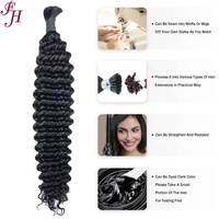 FH Cheveux Naturels Vierges Non Transformés Ondulation Profonde en Vrac pour Tresses Boho Tressage Sans Trame Extensions de Cheveux Humains