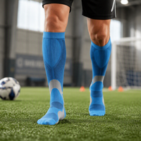 Chaussettes de compression absorbant les chocs, chaussettes de sport rembourrées jusqu'au genou, antidérapantes, avec soutien de la voûte plantaire, logo personnalisé, entraînement sportif