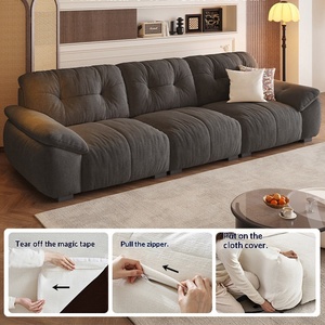 Cream Style Chenille Fabric Sofa, Modern Minimalist Straight Row Designer Leisure Sofa for Home Living Room - Product Image 4