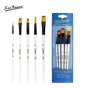 Xin Bowen Fabricante Fornecedor Nylon Lã 5 Pcs Artista Aquarela Guache Desenho Pincéis De Pintura Para Arte Com Saco De PVC