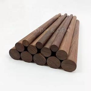 Bâton de balai <span class=keywords><strong>rond</strong></span> en chêne noyer noir bricolage en bois massif personnalisé <span class=keywords><strong>pour</strong></span> rideaux de drapeaux - Product Image 2